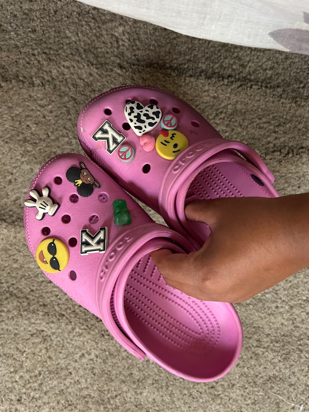 CROCS Pink Clogs with Decorative Charms